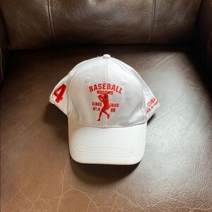 White Baseball Cap with Red Embroidery